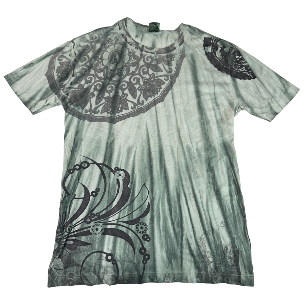 Aniki Raw & Elegant Men XL Green Tie Dye Mandala Dragon Graphic T-Shirt NWT